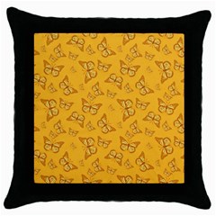 Mustard Yellow Monarch Butterflies Throw Pillow Case (black) by SpinnyChairDesigns