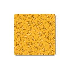 Mustard Yellow Monarch Butterflies Square Magnet by SpinnyChairDesigns