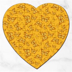 Mustard Yellow Monarch Butterflies Jigsaw Puzzle (heart) by SpinnyChairDesigns