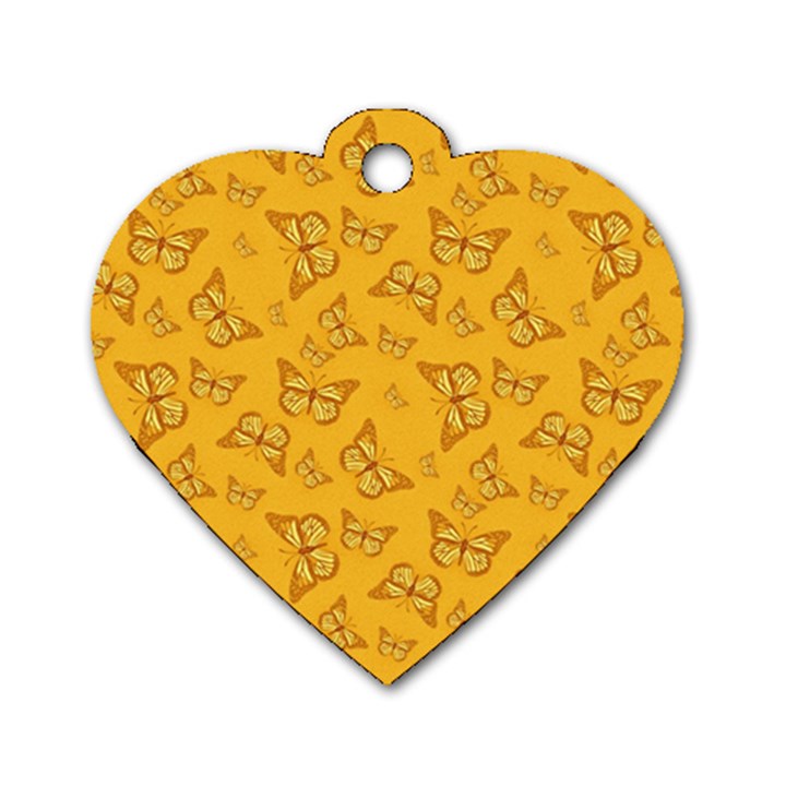 Mustard Yellow Monarch Butterflies Dog Tag Heart (Two Sides)