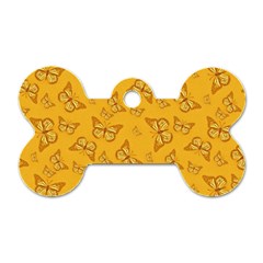 Mustard Yellow Monarch Butterflies Dog Tag Bone (two Sides) by SpinnyChairDesigns