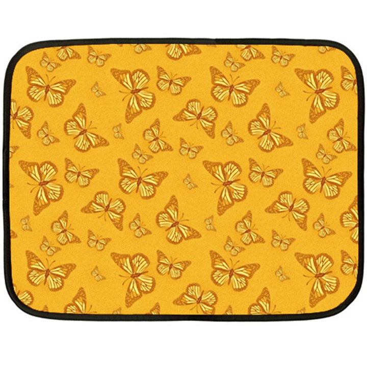 Mustard Yellow Monarch Butterflies Double Sided Fleece Blanket (Mini) 