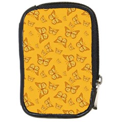 Mustard Yellow Monarch Butterflies Compact Camera Leather Case by SpinnyChairDesigns