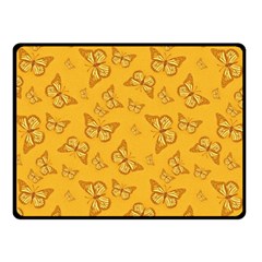 Mustard Yellow Monarch Butterflies Fleece Blanket (small) by SpinnyChairDesigns