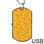 Mustard Yellow Monarch Butterflies Dog Tag USB Flash (Two Sides) Front