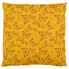 Mustard Yellow Monarch Butterflies Standard Flano Cushion Case (two Sides) by SpinnyChairDesigns