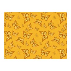 Mustard Yellow Monarch Butterflies Double Sided Flano Blanket (mini)  by SpinnyChairDesigns