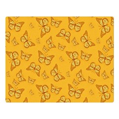 Mustard Yellow Monarch Butterflies Double Sided Flano Blanket (large)  by SpinnyChairDesigns