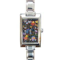 Abstract Paint Splatters Rectangle Italian Charm Watch by SpinnyChairDesigns