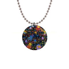 Abstract Paint Splatters 1  Button Necklace by SpinnyChairDesigns