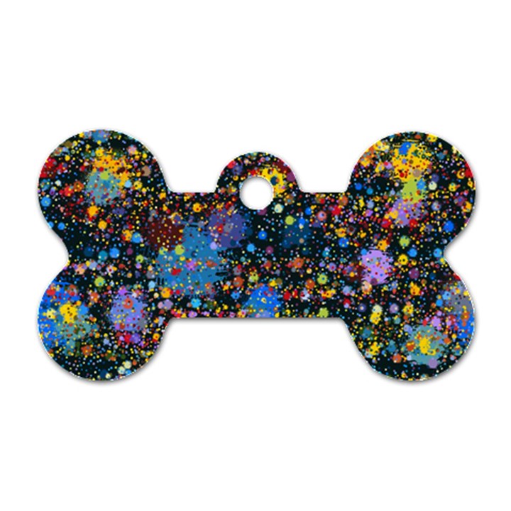 Abstract Paint Splatters Dog Tag Bone (One Side)