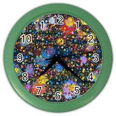 Abstract Paint Splatters Color Wall Clock by SpinnyChairDesigns