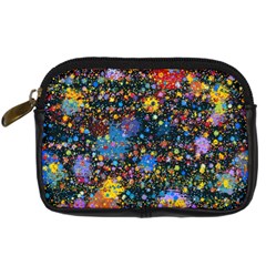 Abstract Paint Splatters Digital Camera Leather Case by SpinnyChairDesigns