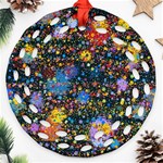 Abstract Paint Splatters Round Filigree Ornament (Two Sides) Front