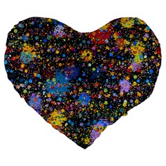 Abstract Paint Splatters Large 19  Premium Heart Shape Cushions by SpinnyChairDesigns