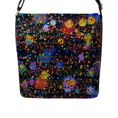 Abstract Paint Splatters Flap Closure Messenger Bag (l) by SpinnyChairDesigns