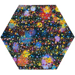 Abstract Paint Splatters Wooden Puzzle Hexagon by SpinnyChairDesigns