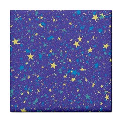 Starry Night Purple Tile Coaster by SpinnyChairDesigns