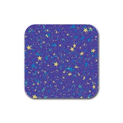 Starry Night Purple Rubber Square Coaster (4 Pack)  by SpinnyChairDesigns