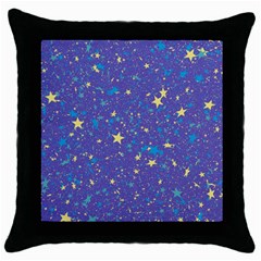 Starry Night Purple Throw Pillow Case (black) by SpinnyChairDesigns