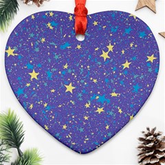 Starry Night Purple Heart Ornament (two Sides) by SpinnyChairDesigns