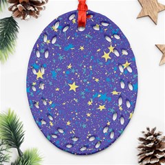 Starry Night Purple Ornament (oval Filigree) by SpinnyChairDesigns