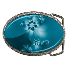 Teal Floral Print Belt Buckles