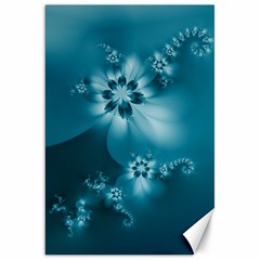 Teal Floral Print Canvas 20  x 30 