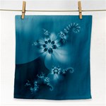 Teal Floral Print Face Towel Front