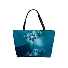 Teal Floral Print Classic Shoulder Handbag by SpinnyChairDesigns