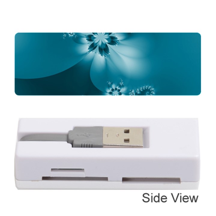 Teal Floral Print Memory Card Reader (Stick)