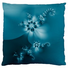 Teal Floral Print Standard Flano Cushion Case (two Sides) by SpinnyChairDesigns