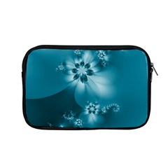 Teal Floral Print Apple Macbook Pro 13  Zipper Case by SpinnyChairDesigns