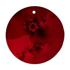 Scarlet Red Floral Print Ornament (round) by SpinnyChairDesigns