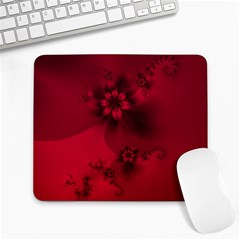 Scarlet Red Floral Print Large Mousepads by SpinnyChairDesigns