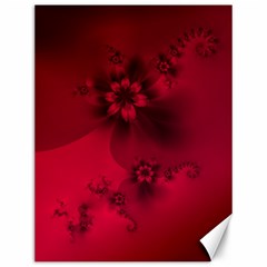 Scarlet Red Floral Print Canvas 12  X 16  by SpinnyChairDesigns