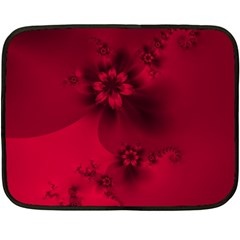 Scarlet Red Floral Print Double Sided Fleece Blanket (mini)  by SpinnyChairDesigns