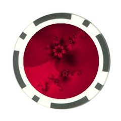 Scarlet Red Floral Print Poker Chip Card Guard (10 Pack) by SpinnyChairDesigns