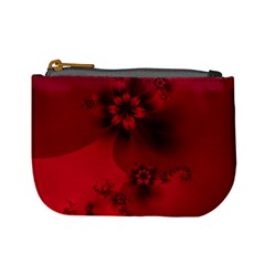 Scarlet Red Floral Print Mini Coin Purse by SpinnyChairDesigns