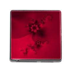 Scarlet Red Floral Print Memory Card Reader (square 5 Slot) by SpinnyChairDesigns