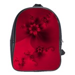 Scarlet Red Floral Print School Bag (XL) Front