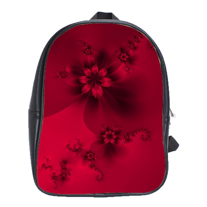 Scarlet Red Floral Print School Bag (XL)