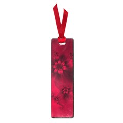 Scarlet Red Floral Print Small Book Marks by SpinnyChairDesigns