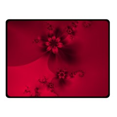 Scarlet Red Floral Print Double Sided Fleece Blanket (small)  by SpinnyChairDesigns