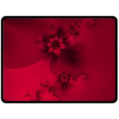 Scarlet Red Floral Print Double Sided Fleece Blanket (large)  by SpinnyChairDesigns