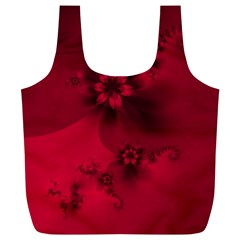 Scarlet Red Floral Print Full Print Recycle Bag (XL)