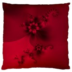 Scarlet Red Floral Print Large Flano Cushion Case (One Side) Front