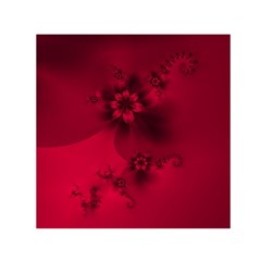 Scarlet Red Floral Print Small Satin Scarf (Square)