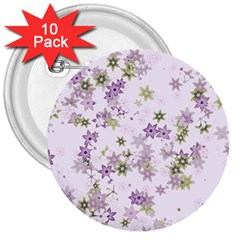 Purple Wildflower Print 3  Buttons (10 Pack)  by SpinnyChairDesigns