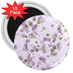 Purple Wildflower Print 3  Magnets (10 Pack)  by SpinnyChairDesigns